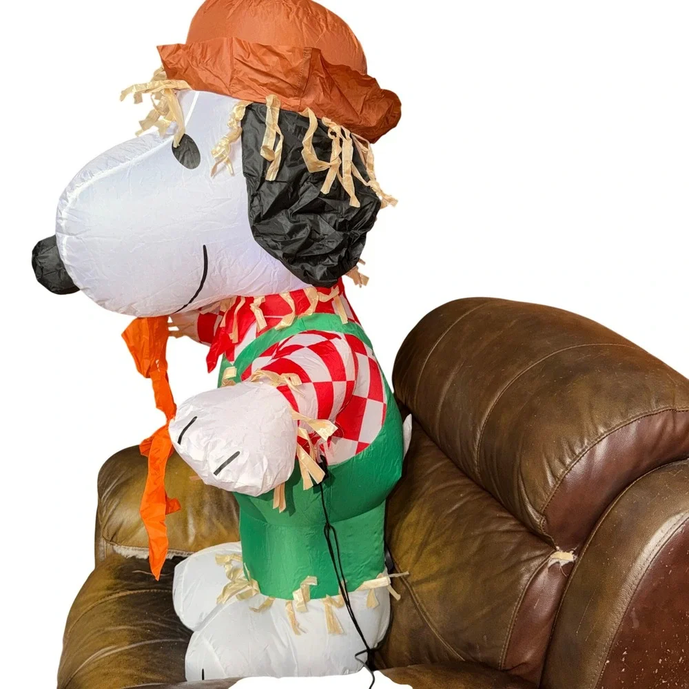 Peanuts 3.5ft Snoopy Scarecrow Thanksgiving Airblown Inflatable TESTED 7 WORKING